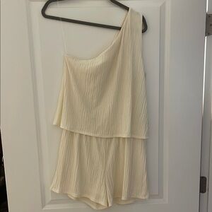 One-Shoulder Cream Romper